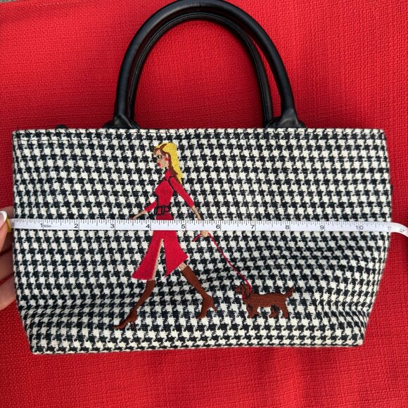 Rare Modella Houndstooth Lady Walking Dog Purse – Small Top Handle - Picture 9 of 9